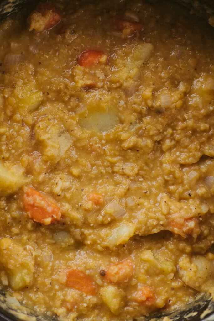 Warming Red Lentil, Potato And Carrot Stew With Fresh Herbs