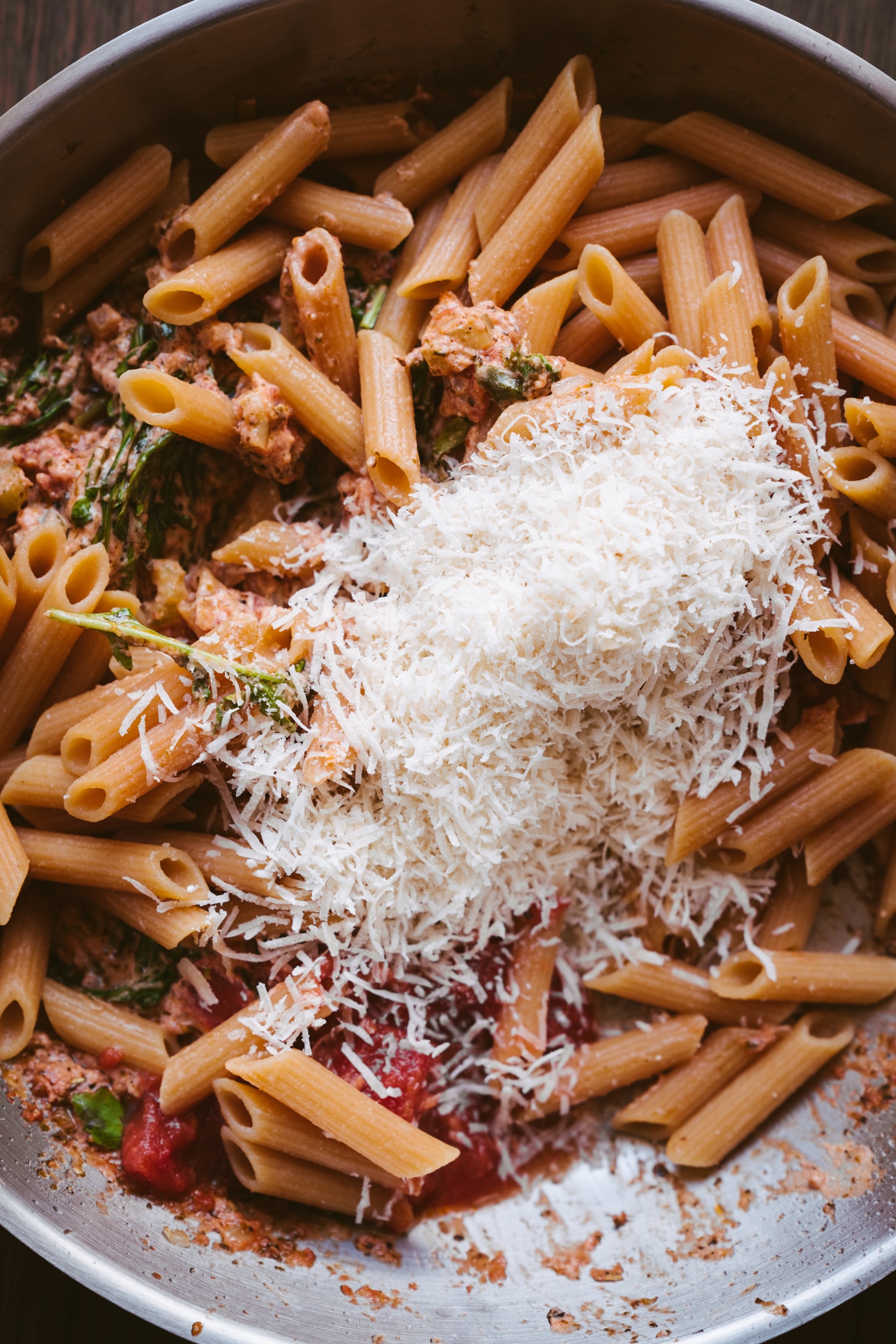 Red Lentil Pasta With Goat Cheese, Rocket And Tomatoes