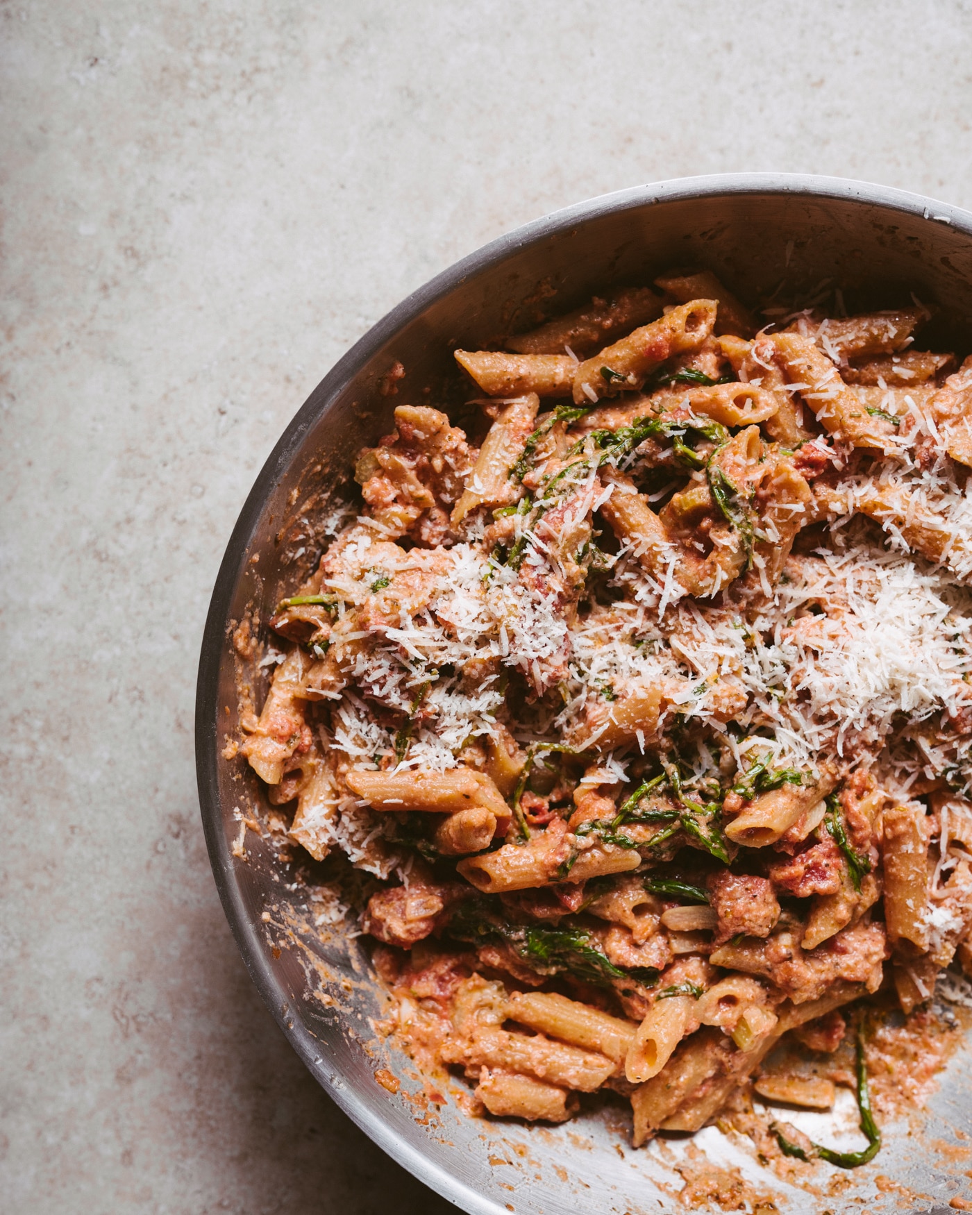 Red Lentil Pasta With Goat Cheese, Rocket And Tomatoes