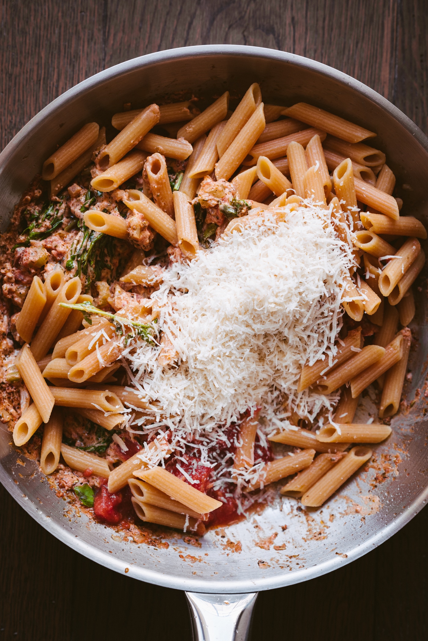 Red Lentil Pasta With Goat Cheese, Rocket And Tomatoes