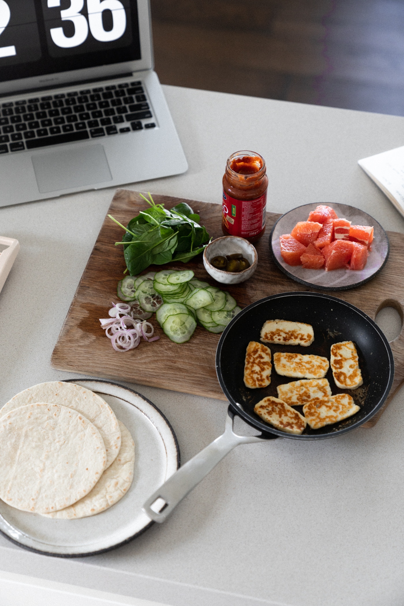 Halloumi And Fresh Veggie Tortillas