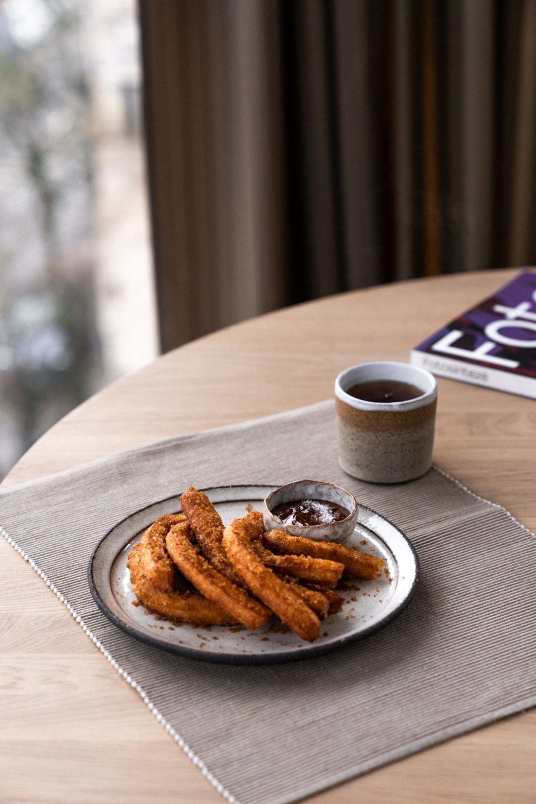 Churros With Spicy Dark Chocolate Ganache