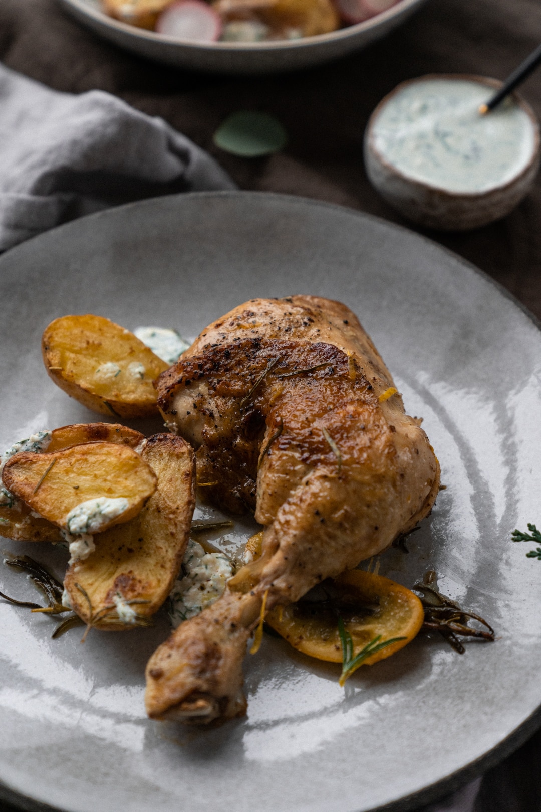 Oven Roasted Potatoes With Creamy Garlic Sauce