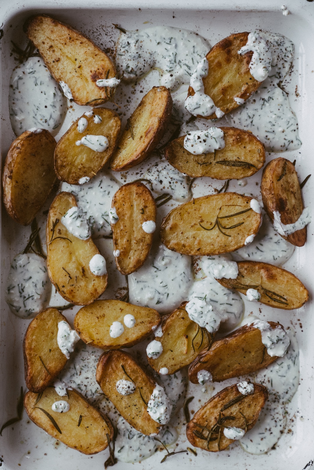 Oven Roasted Potatoes With Creamy Garlic Sauce