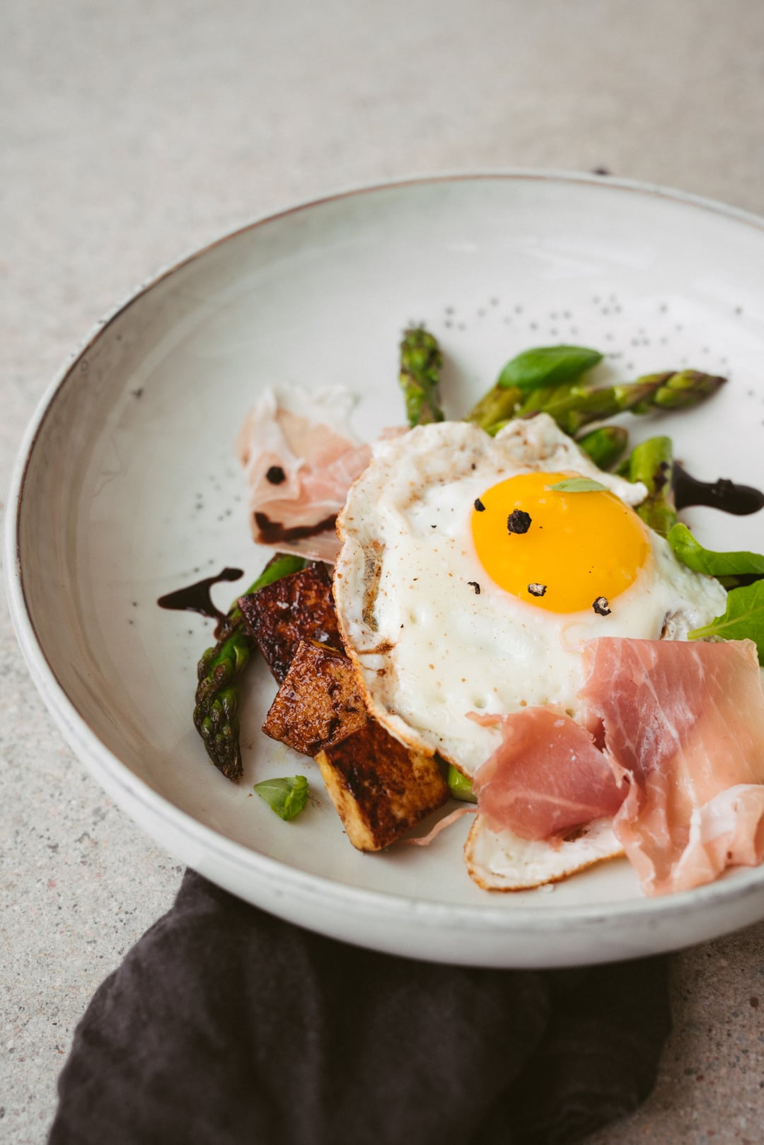 Asparagus, Sunny Side Up & Prosciutto