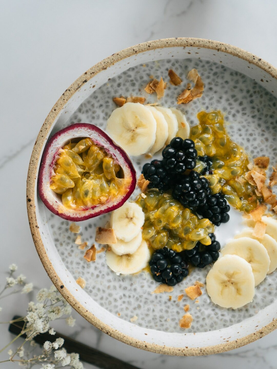 Creamy Coconut Chia Pudding With Passion Fruit