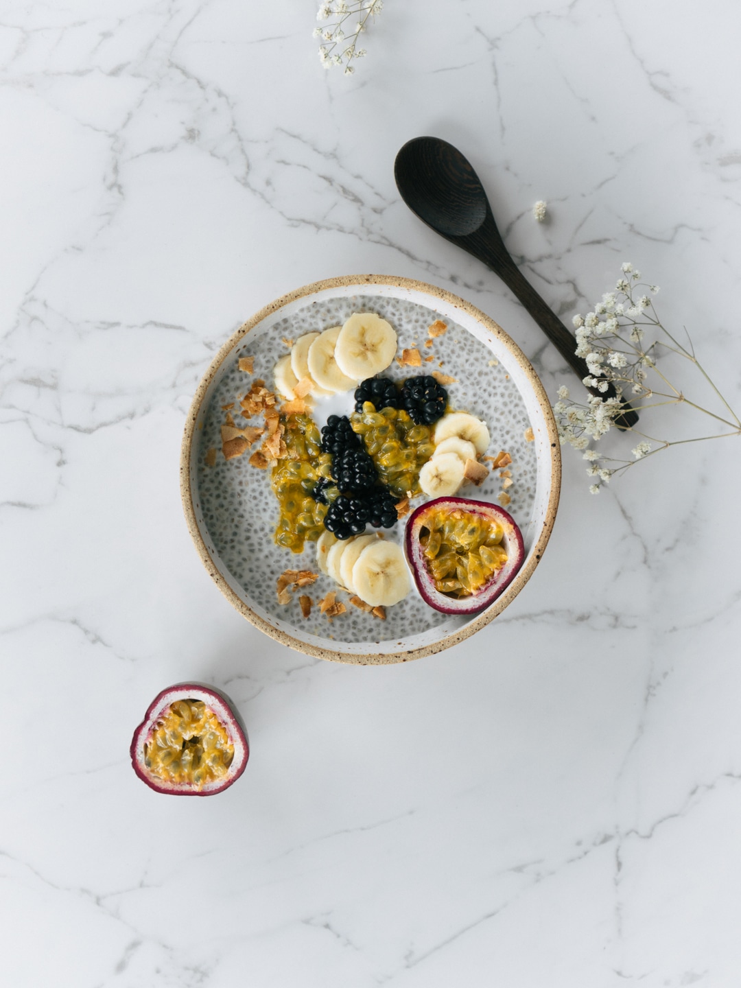 Creamy Coconut Chia Pudding With Passion Fruit