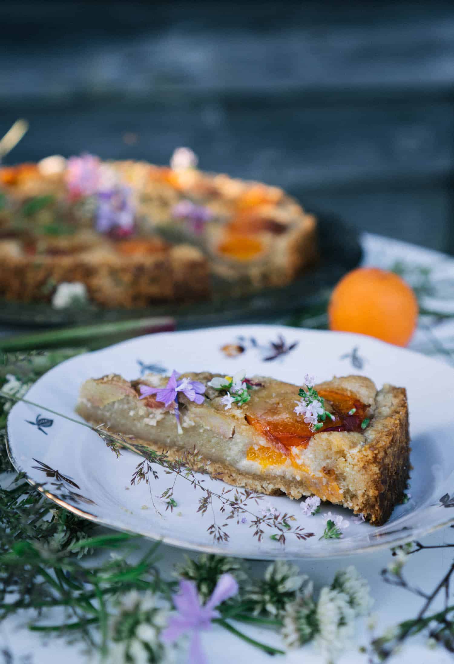 Almond Tart With Rhubarb And Apricots