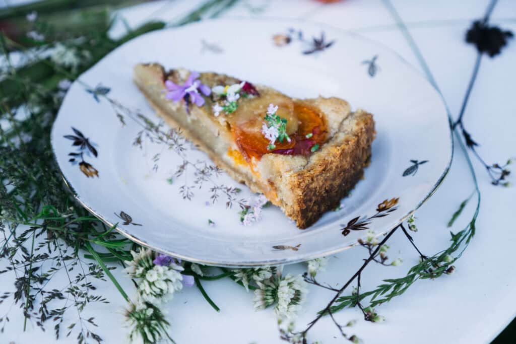 Almond Tart With Rhubarb And Apricots