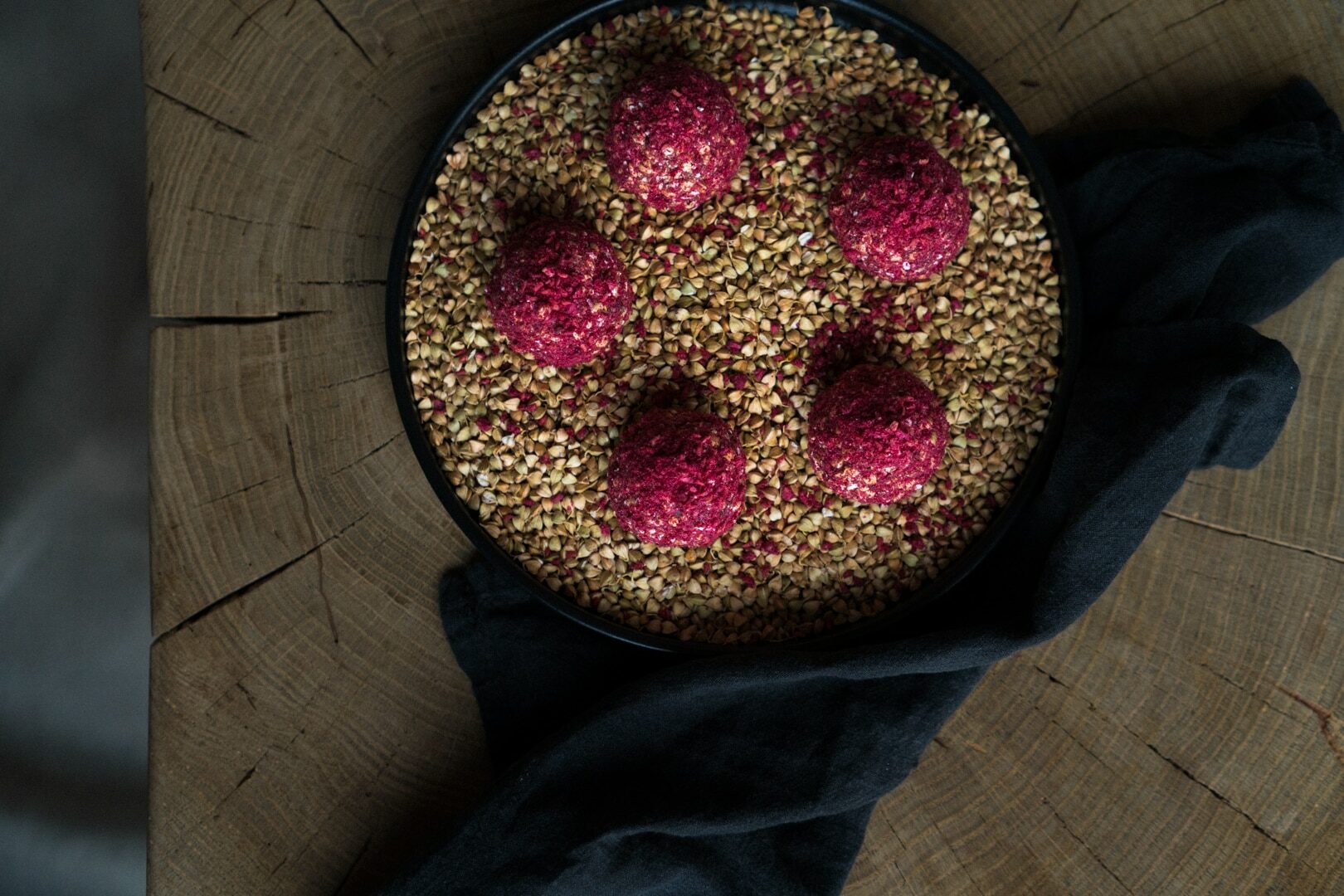 Sprouted Buckwheat, Date And Raspberry Energy Balls
