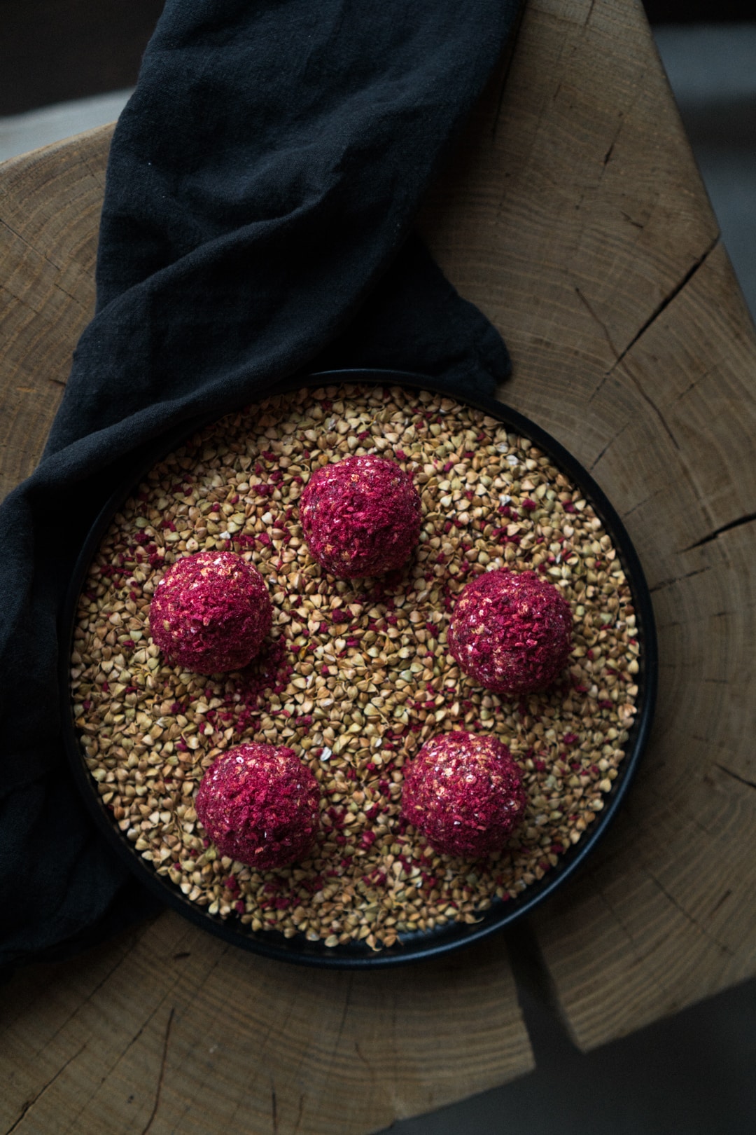 Sprouted Buckwheat, Date And Raspberry Energy Balls