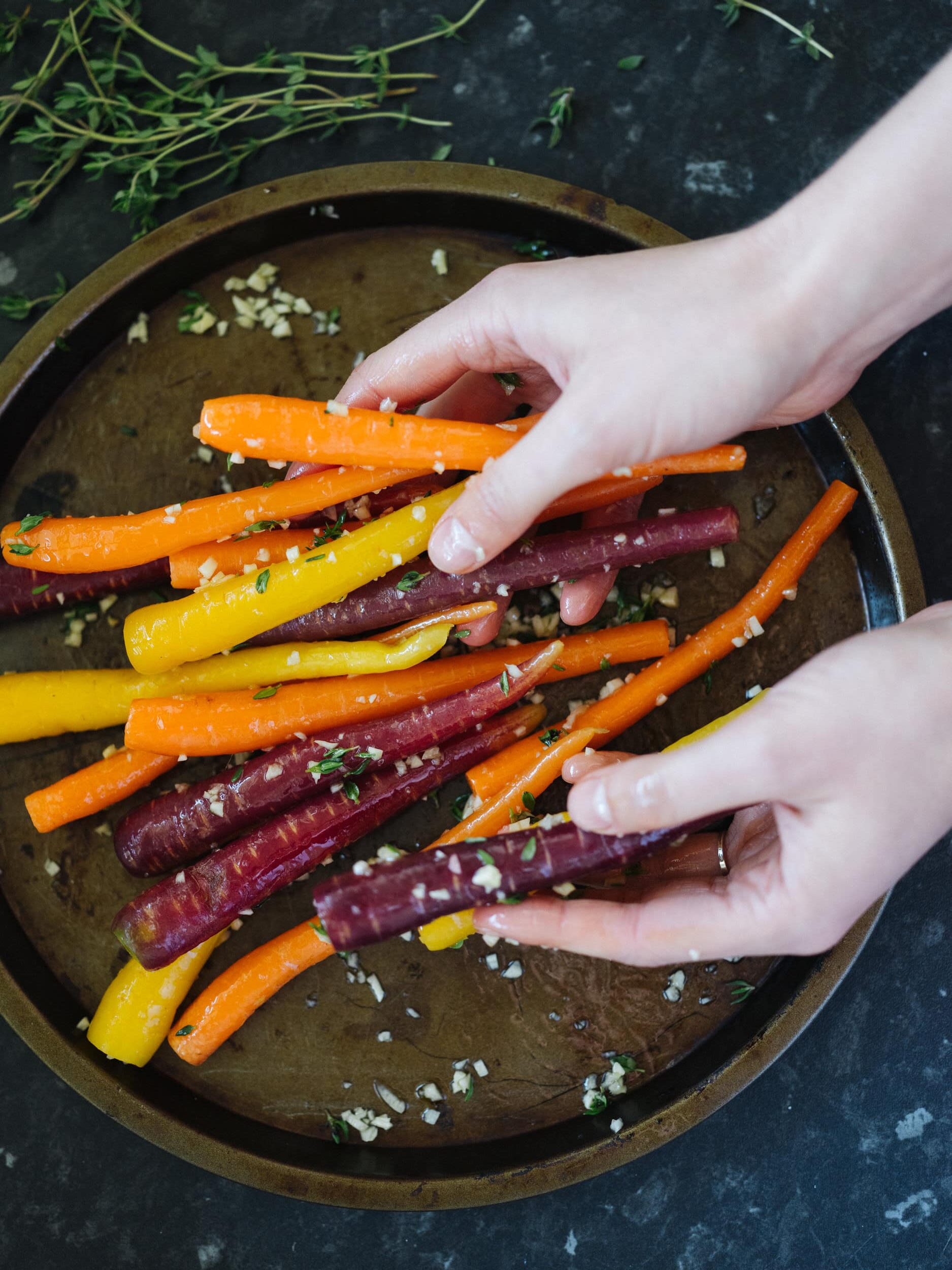 Rainbow Carrots With Sriracha Yoghurt